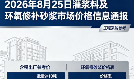 精河2026年8月25日灌浆料及环氧修补砂浆市场价格信息通报